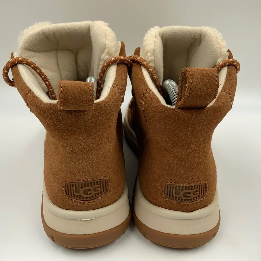 UGG Lakesider Heritage Mid Boots Chestnut Suede Shearling 1121020 Womens 8.5